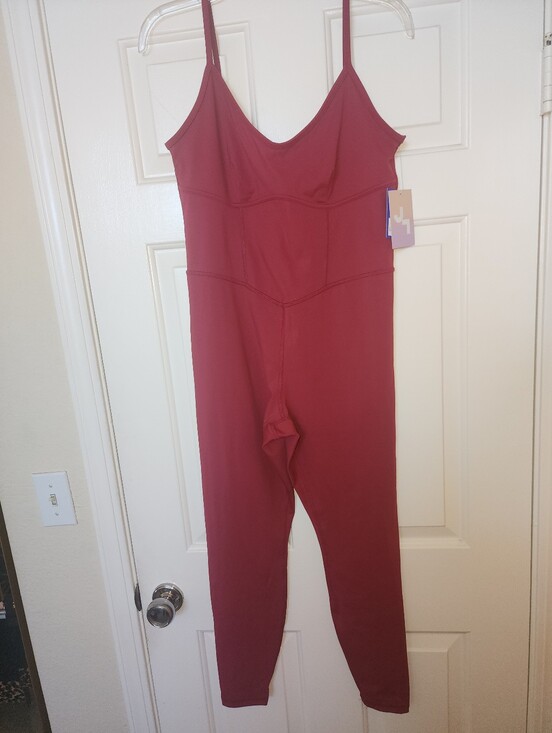 JoyLab Pants - JoyLab Burgundy Active Sleeveless Stretch Jumpsuit